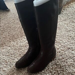 Elegant Brown Leather Knee-High Boots